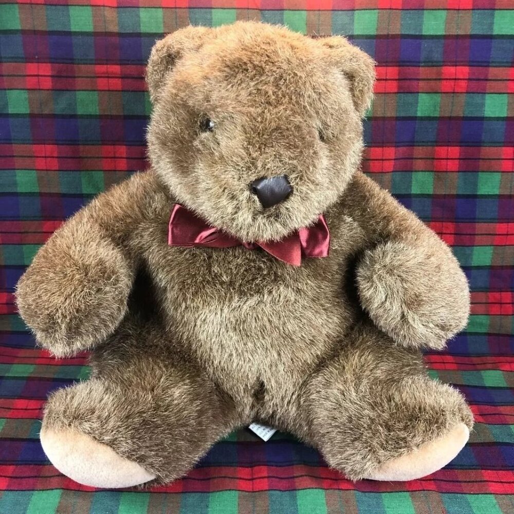 GOLDEN BEAR 15" Vintage Teddy Plush Stuffed Animal Soft Toy Made Korea